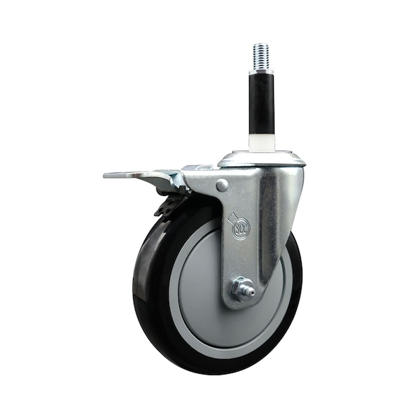 Service Caster 5'' Black Poly Swivel 7/8'' Expanding Stem Caster Total Lock Brake SCC-EXTTL20S514-PPUB-BLK-78 - main